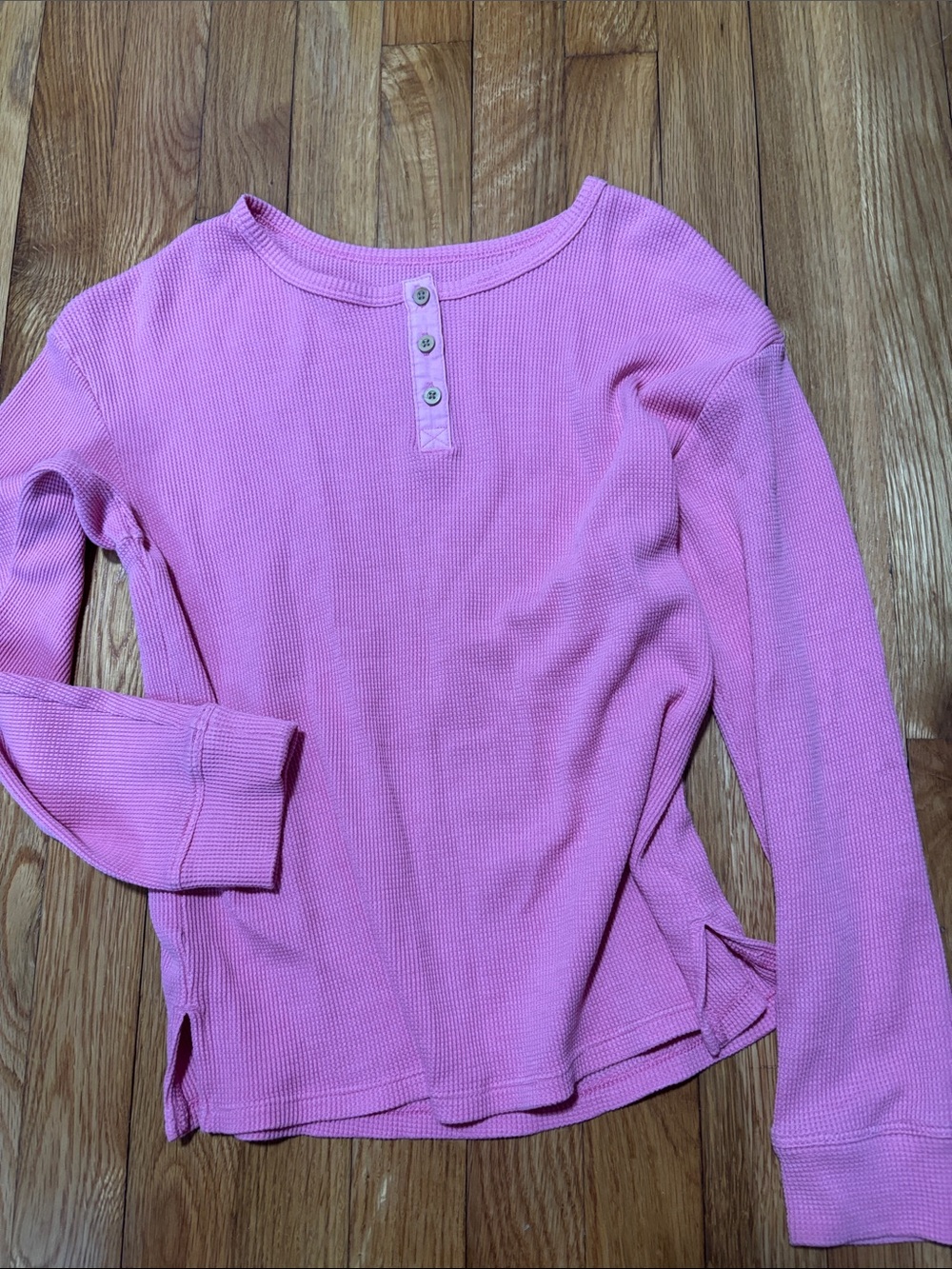 Cat & Jack Pink Long-Sleeve Waffle Henley Top